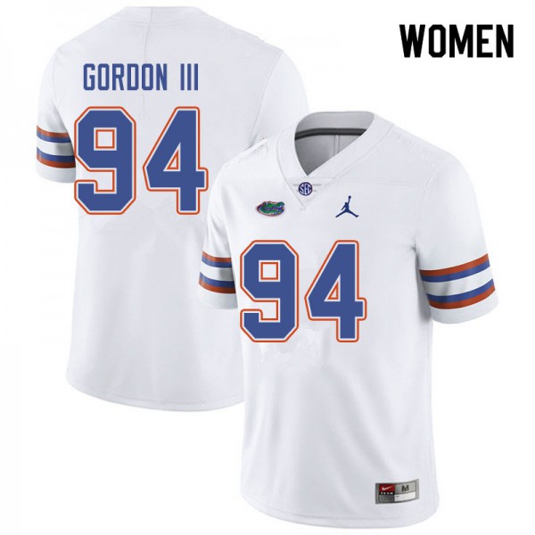Jordan Brand Women #94 Moses Gordon III Florida Gators College Football Jersey White